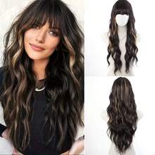 欧美风卷发假发，带刘海，长款合成纤维全头假发，女士款 - 彩色 - 查看 8