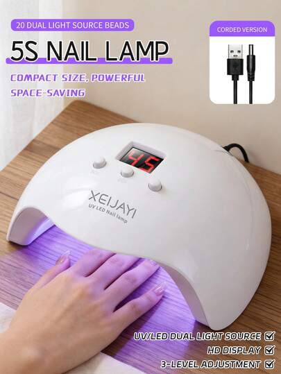 XEIJAYI 1个20珠白色UV LED美甲灯，专业美甲烘干机，凝胶美甲油灯，带3档定时功能的UV美甲LED烘干灯