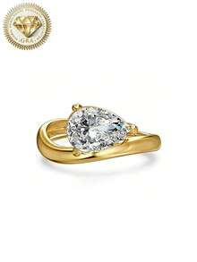 1pc Women's Engagement Ring, Geometric Teardrop Design Ring, 3.1g 925 Sterling Silver, 2 Carat Moissanite, Bohemian Vintage Style, Engagement, Proposal, Wedding Anniversary, Valentine's Day Gift, Comes With Moissanite Certificate And Elegant Gift Box - 2ct Moissanite - View 17