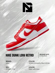 Nike Dunk Low St. Johns (2025) – Men's Lifestyle Sneakers – Shoes For Man-Vintage-Spring & Summer-Inspired Running Shoes, Shock-Absorbing Comfort, Gym To Streetwear Casual Wear-Easter Gift–HF5441 104 - 白/University Red-White - 查看 6