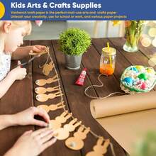 包装用棕色牛皮纸卷，不同尺寸天然牛皮包装纸，适用于礼品包装、打包、搬家、邮寄、运输、包裹、墙面装饰、手工艺品、公告板、花卉用品、生日礼物、地板覆盖物或桌布。 - 多色 - 查看 8