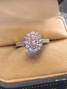 优雅向日葵戒指，镶嵌闪耀立方氧化锆——奢华双色设计，是婚礼和特殊场合的完美之选 - 戒指 - 查看 2