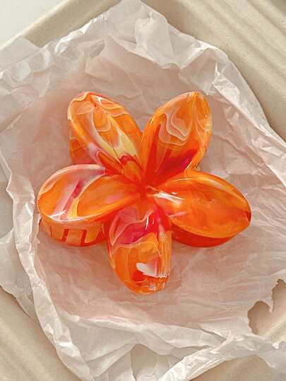 1pc 7.3cm/2.87in Random Mix Of White, Yellow, Pink, Blue, Purple, Orange Tropical Hibiscus Flower Shaped Lightweight Plastic Hair Clip, Fashionable Multipurpose High-End Elegant Minimalist Solid Color Hair Clip, Suitable For Daily Outing, Casual, Party, Work, Beach Vacation, Ponytail, Bun, Face Washing, Makeup, Clothing Accessories, Winter Hair Clip, Elegant Hair Clip