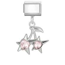 1件DIY模块化互扣手链吊坠，饰有心形、蝴蝶、樱桃元素，适合作为派对礼物送给朋友/情侣，适用于圣诞节、新年、万圣节、情人节等场合，设计精美，不锈钢材质，本地制造，实用时尚，圣诞节和万圣节必备单品，秋季色调，圣诞风格，圣诞装饰，派对穿搭指南