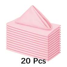 10/20/30pcs Solid Color Square Cloth Napkins, Polyester Napkins, Soft Washable Reusable 12/14/17/20 Inch, For Home, Hotel, Wedding, Party, Restaurant & Festive Celebrations - Baby Pink - View 8