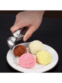 半支装冰淇淋勺，多功能冰淇淋水果勺，完美适用于舀取、挖取和盛放，适用于冰淇淋店、餐厅、家庭厨房、自助餐派对，厨房小工具 - 銀色 - 查看 1