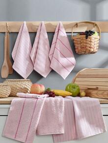 6 stycken/pack Sofia kökshanddukar, modeplädmönster, Soft Touch 30*50 Cm - Babyrosa - Visa 4