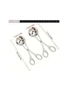 1/2件装不锈钢不粘肉丸制作器，肉丸夹，蛋糕球肉丸制作器冰夹，厨房饼干面团勺 - 銀色 - 查看 5