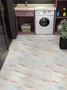 1片黄色仿玉石地板贴纸，防水耐磨大理石纹理墙纸，适用于客厅、卧室、家居装饰翻新，尺寸为15.75英寸*39.37英寸/15.75英寸*118.11英寸 - 米色 - 查看 10