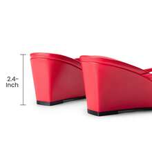 Women's Dressy Summer Wedge Sandals Slip On Casual Strappy Thong Slides Cute Square Open Toe Flip Flop Heels For Women Ideal For Busy Mornings, Workdays, Or Relaxed Evenings Without Compromising Style - 紅色 - 查看 4