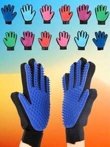 1PC Cat Grooming Gloves, Rubber Pet Cleaning Brush To Remove Floating Hair, Pet Grooming Gloves, Cat And Dog Bath Supplies - Blue - View 4