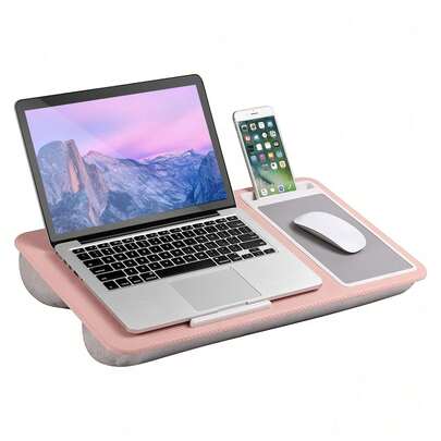 Mesa para Laptop Cama Ergonómica, Escritorio Portátil para Laptop con Soporte para teléfono y Alfombrilla de ratón, Base Blanda Gruesa, Ideal para Home Office