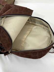 Mochila de gran capacidad con bordado de gato lindo en color caqui, bolso escolar de moda, adecuado para estudiantes de secundaria y universidad, también como regalo de vacaciones - Multicolor - Ver 6