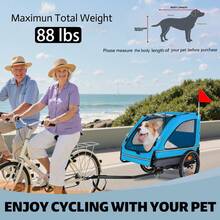 Pet Bike Trailer Dog Cart For Bicycle Suitable For Small And Medium Pets Easy Folding Cart Frame Quick Release Wheel Non-Slip Floor Internal Leash Blue+Grey - Blue+Grey + Steel1 - View 3