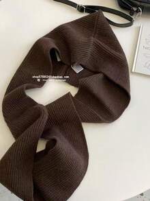 1pc Women's Solid Color Knitted Scarf & Hat Set, New Fashion Balaclava Hat, Casual Versatile Knit Neck Warmer Shawl, Autumn/Winter Cold-Proof Warm Beanie, Suitable For Daily Use