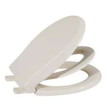 Asiento de inodoro redondo de cierre lento con asiento integrado para niños pequeños | Uso dual para adultos y niños | Entrenamiento magnético para ir al baño | Bisagras silenciosas | Plástico PP duradero | Redondo estándar - Blanco - Ver 2