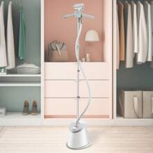 Standing Steamer With Foldable Garment Hanger, 0.5Gallon Water Tank For 90 Minutes Continuous Steaming, Heats In 45 Seconds & Auto-Stop With Fabric Brush Aluminum Rod And Easy-Roll Wheels - 灰色 - 查看 1