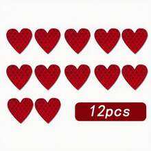 12pcs Reflective Heart-Shaped Car Stickers, High Intensity Reflective Safety Decals For Bumper, Windows, Laptops, Anti-Scratch Protection Film - Love - View 12