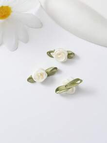 50pcs Polyester Leaf Rose Flowers, Handmade DIY Craft Decorative Small Flower Petals, Hair Accessory Bowknot Decors, Clothing Sewing Supplies - Multicolor - View 29