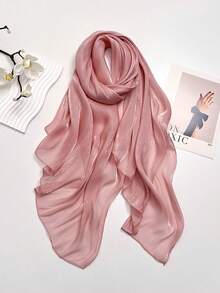 1件深色图案亮褶斗篷纯色披肩头巾头巾，柔软丝滑轻盈面料，女士多功能用途，适合所有季节，可作为晚礼服、派对、旅行、办公或婚礼的配饰，是完美的礼物之选。 - 彩色 - 查看 4