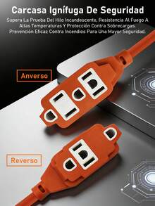 Cable de extensión doméstico de 15 m, cable de extensión de alimentación con enchufe, 3 tomas, adecuado para herramientas eléctricas pesadas y viajes - Tipo de Enchufe A USA (110-127V) - Ver 5
