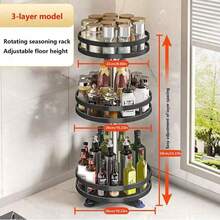 1 360-Degree Rotating Kitchen Storage Shelf Seasoning Storage Shelf Storage Box Oil Salt Sauce Vinegar Condiment Jar Rack Multi-Functional Rotating Storage Rack Round Square With Suction Cup Stable Fixed Tray Kitchen Cleaner Kitchen Bathroom Can Be Used For Household Seasoning Storage Kitchen Storage - Multicolor - View 18