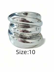 1 pieza Anillo de mujer con hilo giratorio, estilo minimalista exagerado de moda, color contrastante oro rosa, resistente al agua, no se desvanece, de alta calidad, personalizado para uso diario - Anillo de mujer de varias vueltas - Ver 20