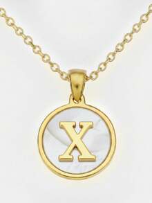 1pc 18K Gold Stainless Steel Letter Pendant Necklace - Gold - View 14