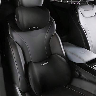 Kit de Confort para Auto: Cojín Lumbar y Almohada Cervical de Lujo - Almohada Ortopédica de Espuma con Memoria 2 en 1, Ajustable, Alivia el Dolor y la Fatiga, Diseño Ergonómico de Alta Densidad, Regalo Perfecto para Viajes Largos, Conducción Diaria