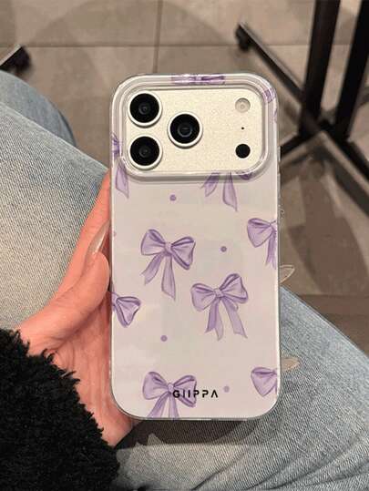 GIIPPA 17promax One Piece Of A Cute Purple Bow Patterned Slim Phone Case, Fully Protective And Shockproof Hard Shell, With Lens Protection, Compatible With IPhone Models 17, 16, 15, 14, 13, 12, 11, 8, 7, X, XS, XR, Pro, Max, Plus, Mini, Perfect For New Year's Gifts, Phone Cases, Handy Coverlong Sleeve Tops 17Promax Shockproof And Wear-Resistant Phone Case