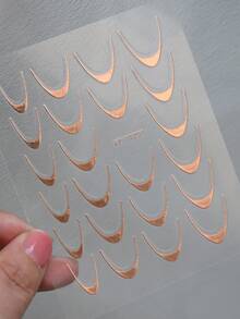 8张3D法式美甲贴纸，3D自粘金银红激光条纹法式线条转印贴纸，曲线美甲设计，闪粉引导条纹美甲配件，女士DIY美甲装饰 - 彩色 - 查看 7