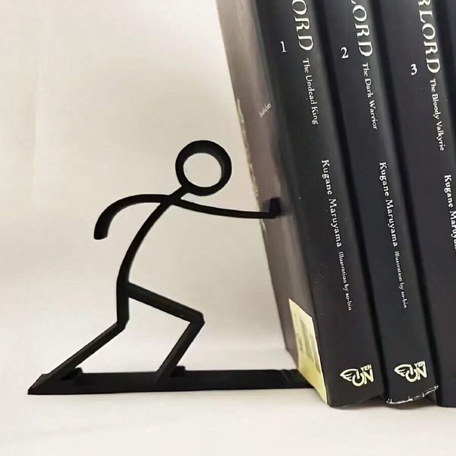 1pc Creative And Easy Stick Figure Bookend Stick Man Creative Gift For Boy PLA Material - Black - View 1