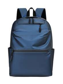 1pc Blue PU Leather Backpack, Multi-Pocket Design, Classic Daily Commute Backpack, Travel Bag, Suitable For Travel, School, Unisex, Large Capacity, High-Quality Commuter Bag, Fashionable And Minimalist Design - Blue - View 10