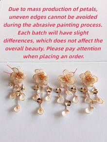 2件套波西米亚风中东花卉手工DIY编织东方宫廷大耳环，包含多款不同颜色和设计的仿珍珠花朵吊坠耳环，适合女性日常佩戴、节日、派对、送礼。注意：由于手工制作，产品在运输过程中可能会略微变形，收到后如有需要请手动调整。