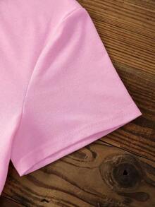 Women's Solid Color Simple Crewneck Short-Sleeved Summer T-Shirt, Daily Wear-Unisex Summer Casual Vintage Cotton Printed T-Shirts For Couples - 粉色 - 查看 4