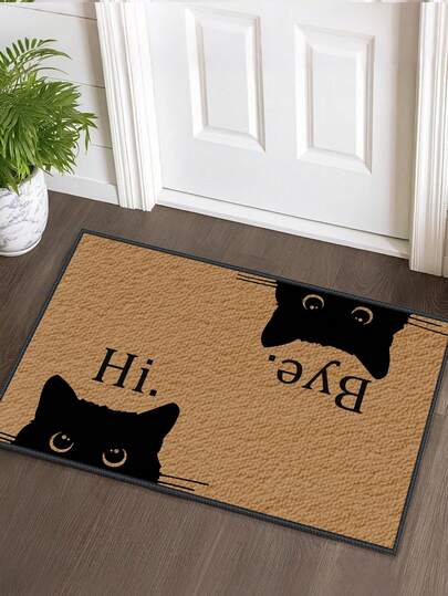 1 Stück rutschfeste Fußmatte für den Außenbereich mit Katzen-Muster, Teppich für Innenräume, Badematte, Küchenläufer, dekorativer Teppich, Mehrzweck-Flurläufer, weich & bequem, leicht zu reinigen, geeignet für Innen- & Außeneingänge, Schlafzimmer, Wohndekoration