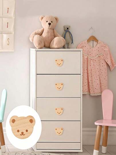 Cute Cartoon Animal Shaped Wooden Cabinet/Drawer Knobs, Suitable For Various Cabinets, Wardrobes, Nightstands, Decorative Cabinets And Drawers. The Adorable Design Adds Charm To Cozy Rooms, Ideal For Baby Showers, Home Decor And Gifts.