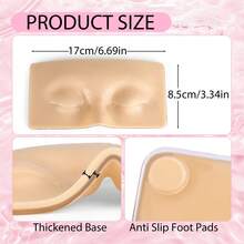 1pc Silicone Eyebrow Tattoo Practice Pad + 2pcs Makeup Brushes And Cleaning Brush Set - Multicolor - View 2