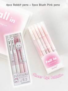 5pcs Gradient Color Blush Gel Pen Set, Girly Style, Black Ink, 0.5mm Ballpoint Tip, Suitable For Writing, Back To School Essential - Baby Pink - View 18