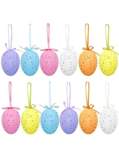 24pcs Plastic Hanging Easter Eggs, Multi-Color Easter Eggs, Easter Tree Decorations, Easter Basket DIY Crafts, Easter Party Favors, Handmade Easter Tree Decorations, Easter Holiday And Party Decorations