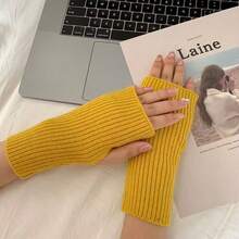 1 Pair Of Women's Autumn And Winter Open Finger Knitted Gloves With Youthful And Fashionable Style, Cold Resistant And Warm Half Finger Gloves