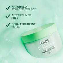 PONDS Fresh Hydration Gel Moisturizer U2013 24 HR Hydration With Aloe Vera Extract, Vitamin E &Amp; B3 Niacinamide U2013 Alcohol &Amp; Oil-Free Face Moisturizer U2013 Dermatologist Tested, 34 Oz - White - 查看 3