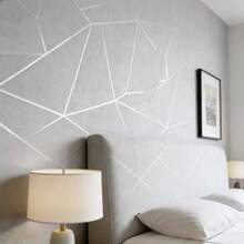 1 Roll 3D Geometric Diamond Pattern Home Decor, Waterproof Oil-Resistant Washable Self-Adhesive Wallpaper, Modern Style Peel And Stick Wall Paper, Customizable For Bedroom, Living Room, Kitchen Decor, TV Background, Wall Decor, Room Decor, Wall Sticker, Wall Panel - Silver - View 14