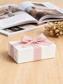 1/2/3 Rolls Handmade Chiffon Ribbon Tassels, 1.5 Inch X 16.4 Feet, Frayed Edges, Suitable For Wedding Invitations, Bridal Bouquets, Gift Wrapping, Crafts, Holiday Decorations, Red, Valentine's Day Party Supplies, Can Be Used For Bridal Bouquets, Gift Wrapping, Wedding Decorations, Crafts. - Baby Pink - View 10