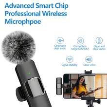 Portable Mini Wireless Lavalier Microphone, Wireless Recording Microphone Compatible With Iphone & TypeC Plug-Play,Lapel Mic For Video Recording,Teaching, Interviews,Podcast,2.4G Ultra-Low Delay Built-In Noise Reduction Chip Mic For Vlog(50mAh Rechargeable Battery)