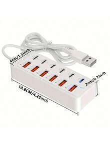 12端口66W大功率充电站 - 6个Type-C PD端口 + 6个USB-A端口 | 单端口最高支持25W低温充电 | 便携式多设备充电器，适用于笔记本电脑/手机/平板电脑 | 家用/办公/旅行/工作场所电源集线器，新品上市 - 白色 - 查看 7