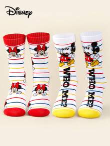 Disney 迪士尼 1/3/5 双装 春夏迪士尼经典角色（唐老鸭/高飞/米妮/米奇/黛丝/布鲁托）大胆波普艺术风格混搭图案条纹弹力透气船袜 日常休闲/国际妇女节/圣帕特里克节迪士尼角色袜 柔软舒适时尚袜 青少年及成人 - 彩色 - 查看 4