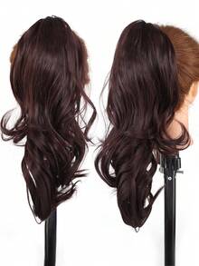 女士瀑布式半扎层次感卷发马尾假发，带发夹，逼真发丝喷泉设计，高马尾辫。 - 彩色 - 查看 10