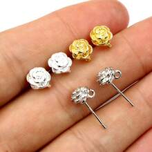 6-10个黄铜金属花朵耳钉耳针 DIY耳钉钩 首饰制作配件 - 耳環 - 查看 4