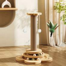 Sisal Cat Scratching Post - Durable, Cat Climbing Frame With Trackball & Hanging Ball Toys, Multi-Functional Interactive Cat Toy, Suitable For Indoor/Outdoor Use For Small/Medium Cats, Artificial Feather, 2 Models Available - Small Size 40cm - View 12